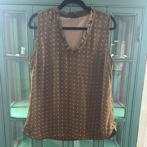 Ann Taylor Olive Patterned Sleeveless Blouse